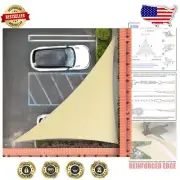 20' Beige Triangle Sun Shade Sail - 95% UV Blockage, Custom Sizes Available