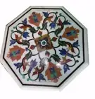 18" Marble Corner Side Table Top PietraDura Lapis Inlay Work Handmade