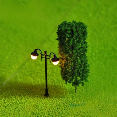 3PC Miniatures Lot LED Street Lights HO/OO Scale Courtyard Lamps Railway Scene