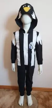 Collingwood Magpies AFL Boys Toddler Mascot Printed Hooded Onepiece Size 5 New