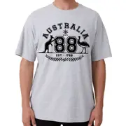 Adult Unisex 100% Cotton T Shirt Australia Kangaroo Emu Aussie Souvenir Tee Tops - Grey
