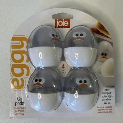 NEW SEALED Joie Eggy Pods 4 Pack Hard Boil Eggs On The Go Holders Egg Go Pods