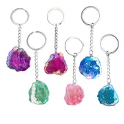 [MDI Australia] Gemstone Aura Quartz Keychain - Geode