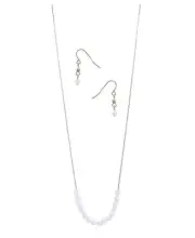 Pink Multi Facet Glass Bead Pendant Necklace and Earrings Set for Women