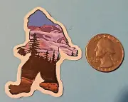 Sasquatch Bigfoot Shaped Sticker With Mountain Landscape Sticker Decal Awesome