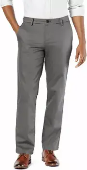 New Dockers Classic Fit Signature Khaki Lux Cotton Gray Stretch Pants 34 x 34