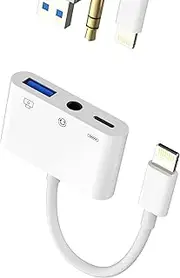 Compatible for iPhone Headphone Adapter 3.5mm AUX Audio Jack and Charger Dongle Earphone Headset Compatible with Lightning Male to USB Female OTG Camera Memory Card Reader Hub,MIDI for Apple for ipad