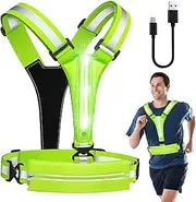 Running Safety Vest - USB Safety Vest,LED Belt Bag Runner Safety Night Vest for Dog Walking Light Up Vest High Visibility with Adjustable