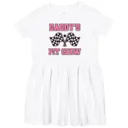 Inktastic Daddy's Pit Crew Design With Checkered Flags Toddler Dress Car Auto
