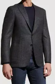 $1595 Canali Men's Blue Check Blazer Sport Coat Suit Jacket Size IT 52/US 42