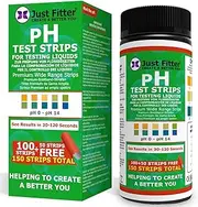 Just Fitter Alkaline Water pH Test Strips. Testing Kit for Home Drinking Water and Liquids. Universal Tester for Aquarium, Fish Tank, Pool, Hot Tub, Spa, Kombucha, Fermentation and Brewing Process.