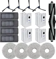 [Derborisen] Replacement Accessories Compatible with Ecovacs Deebot X2 Omni / X2 / X2 Pro / DEX86 Robot Vacuums, 1 Main Brush, 4 Side Brushes, 4 Filters, 4 Mop Cloth, 4 Dust Bags (17pcs)