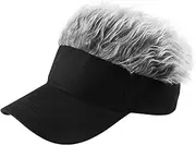 [Regilt] Adjustable Sun Visor Hat with Wig Spiked Hairs Fashion Baseball Golf Cap for Men & Women, Black