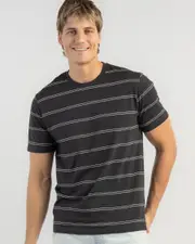 [Rip Curl] Rip Curl Men's Plain Stripe T-Shirt in Washed Black Size 2XL 2XL Washed Black
