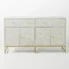 Bone Inlay Bullion Grey Solid Wood Sideboard Floral 160x45x85cm