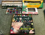 3 Sets New 1970’s Holiday Christmas Tree Lights Twinkle, Lobeco Swirl Candle NOS