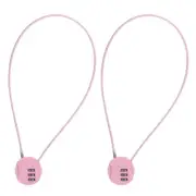2 Pack 3 Digit Combination Lock 1.64Ft Wire Cable, Round Helmet Padlock Pink