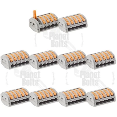 5 Pole 10x Lever Lock Reusable Electrical Connector Wire Clamp Terminal Block