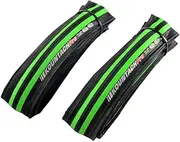 KENDA Kountach K1092 700 x 23C Road Bike Bicycle Folding Tire Tyre, Black and Green, 2 Tire, KD2000