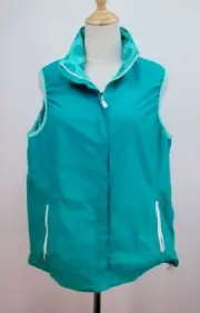 ABACUS Glade Reversible Full Zip Golf Vest, Womens Sz L, Green, Dots, Windproof