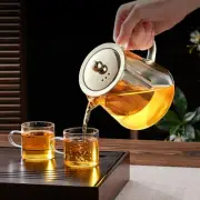 Clear Glass Leaf Teapot Stovetop Safe W Removable Stainless Steel Infuser, 550ml