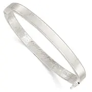 Sterling Silver Polished & Textured Hinged Bangle