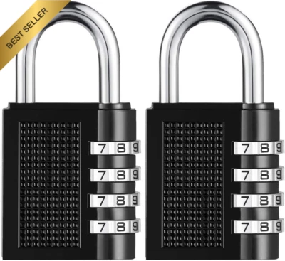 2 Pack Weatherproof Resettable 4-Digit Combination Padlocks Zinc Alloy for Locke