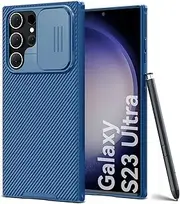 [CloudValley] for Galaxy S23 Ultra Case with Slide Camera Cover, Slim Shockproof Protective Phone Cases with Sliding Camera Lens Protection for Galaxy S23 Ultra 6.8in 5G (2023) - Blue