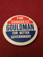 1990 William Gouldman for US Congress Campaign Button against Elliot Engel