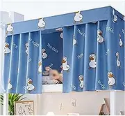 HYJHHY Student Dormitory Loft Bed Curtains Blackout Boys Girls Bunk Bed Curtains Privacy Bunk Bed Tent Dustproof Printing Decoration(Curtain*2+Top,1.35M_Duck)