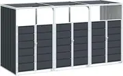 vidaXL Triple Bin Wheelie Bin Storage - Anthracite Steel 216x81x115 cm - Ventilated & Expandable