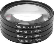 Bewinner Four Close-up Filters Optical Magnifying Glass Macro Filter Kit +1,+2, +4, +10 58mm Lens Filter Kit, Camera Lens Filter Sets with Storage Box, Default, 7.00*7.00*5.00