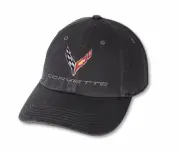GM Licensed C8 Corvette Next Gen Garment Washed Hat - Charcoal