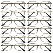12 PK Square Metal Frame Mens Reading Glasses Classic Readers Fashion Eyeglasses