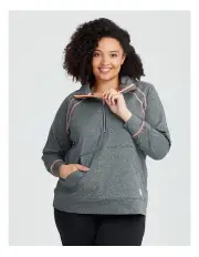 [Taking Shape] Mock Neck Zip Tunic Charcoal Marle