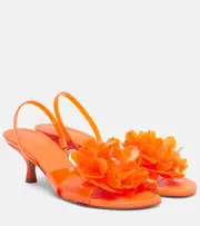 [Farm Rio] Farm Rio Floral-appliqué sandals AU 7 orange
