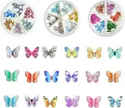 90pcs Micro Resin Butterflies Miniatures, 3D Butterfly Nail Charms, Nail Decorations and Tiny Butterflies for Nail Art Decoration DIY Crafting Design (90pcs)