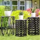 Set of 3 Black End Tables, Nesting Metal round Coffee Table, Heavy Duty Meta Pla