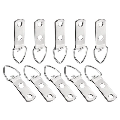 100Pcs 47mmx15mm D Ring Picture Hangers Frames Hanging Hanger Hooks Silver Tone