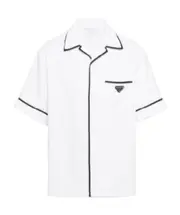 towelling-finish bowling shirt S white