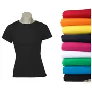 5x Womens Plain Ladies T SHIRT 100% COTTON Basic Tee Casual Top Size 6-24 BULK Assorted Colour Pack / 12
