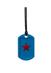 Brand New Sensory Chew Teether Necklace Chewellery Blue Dog Tag