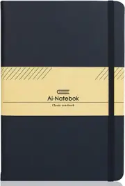 Classic Dotted Notebook Journals - Black A5 PU Leather Hardcover Notebooks fo...