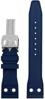 [BHUTMPJK] Fluororubber Silicone Watch Strap 20mm 21mm 22mm Soft Dustproof Blue Black Dark Green With Rivet Watchband Fit For IWC Pilot Mark-xx