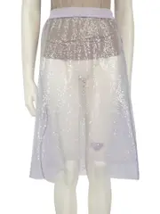 Purple Sequin Sheer Knee Length Skirt