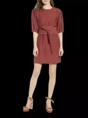 NEW! Rebecca Minkoff Juno Wrap Around Belt Sheath Dress Size Small Rust B9
