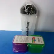 NEW SEALED BEACHBODY SHAKEOLOGY SHAKE BOTTLE + PORTION CONTROL CONTAINERS