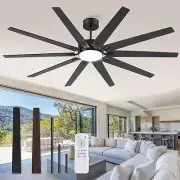 80 Inch Industrial Ceiling Fans with Lights, Large Ceiling Fan with Quiet DC ...