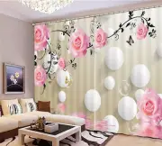 Pearl Rose And Water 3D Curtain Blockout Photo Printing Curtains Drape Fabric