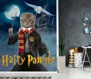 3D Cat Moon Owl O484 Wallpaper Wall Mural Removable Self-adhesive Vincent Amy